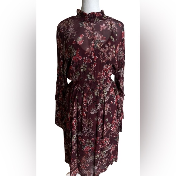 IRO Wine Red Long Sleeve Bell maxi dress - Picture 2 of 14